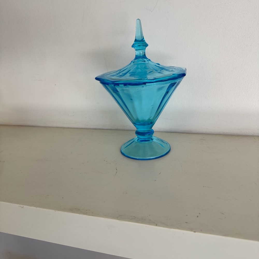 Vintage Fenton Blue Glass Candy Dish